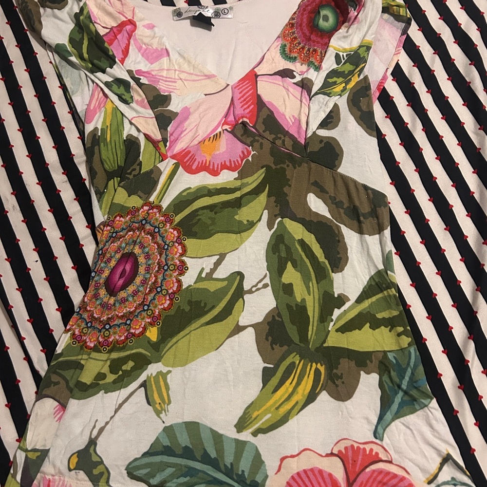 Desigual Multicolor Floral Short Sleeve Top